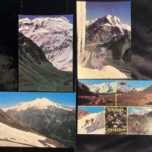 VINTAGE SOVIET UNION POSTCARDS OF PAMIR MOUNTAINS AND MT. ELBRUS